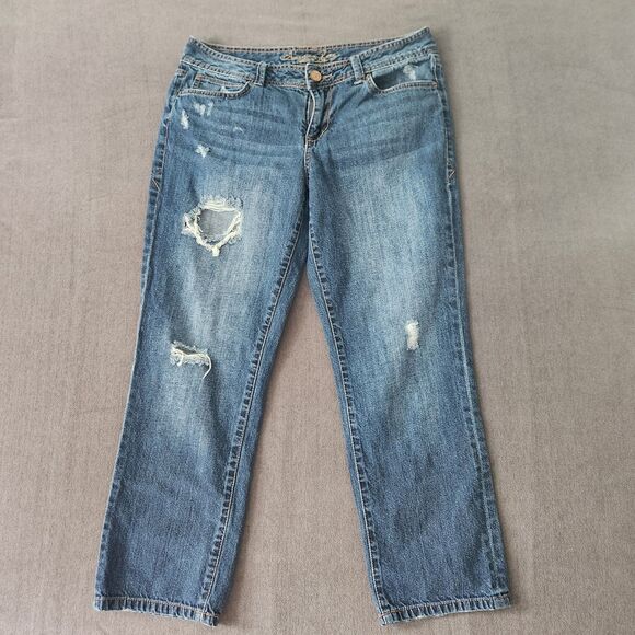 American Rag Women's Size 5 Jeans Cie Crop Jeans Denim Blue Wash Distressed - Picture 1 of 11